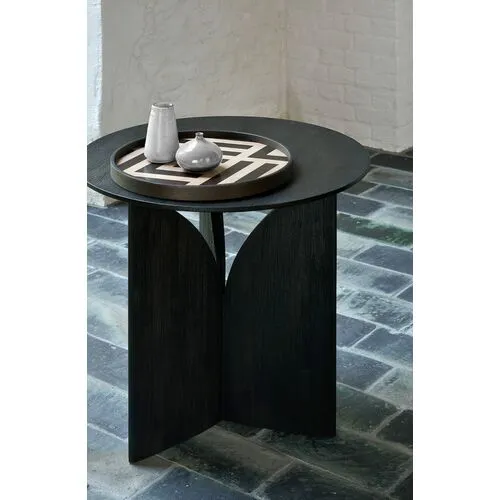 Fin Round Side Table - Black Teak - Ethnicraft