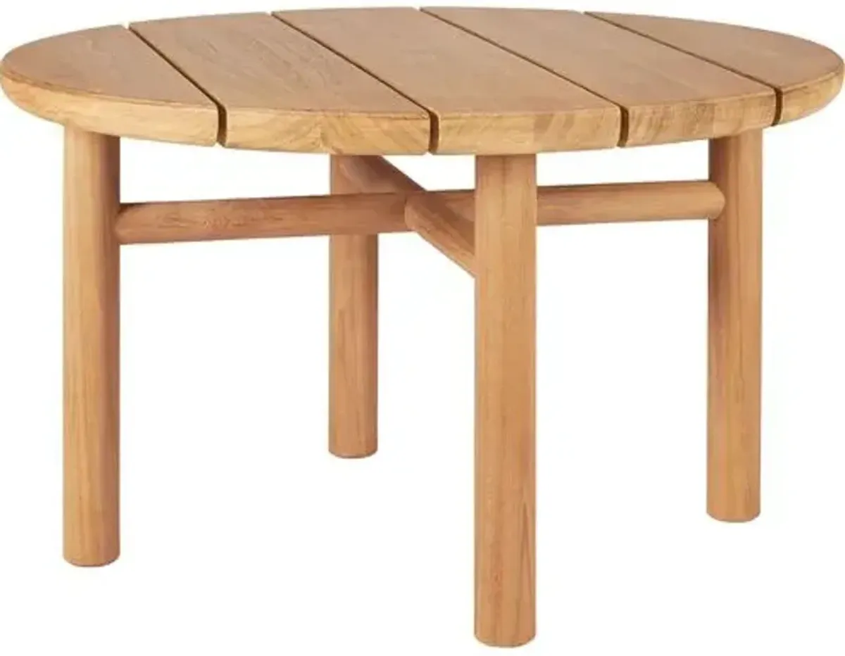 Quatro Outdoor Teak Round Side Table - Natural - Ethnicraft - Brown