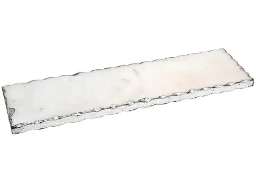 Marble Serving Board Raw Edge - Silver