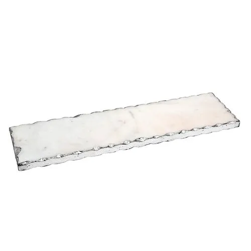 Marble Serving Board Raw Edge - Silver