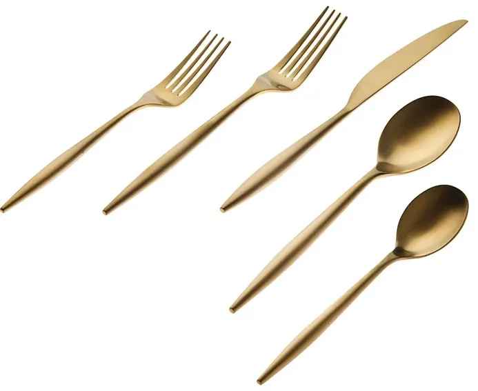 Milano Gold Matte 18/10 Stainless Steel 20 Piece Flatware Set, Service For 4 Set 