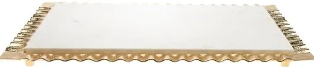 Ripple Marble Serving Tray - Square - Gold