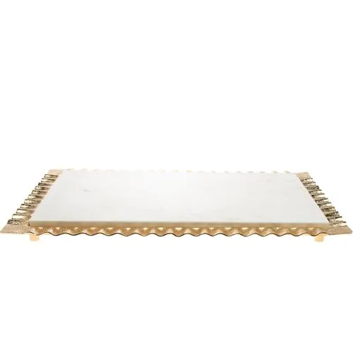 Ripple Marble Serving Tray - Square - Gold