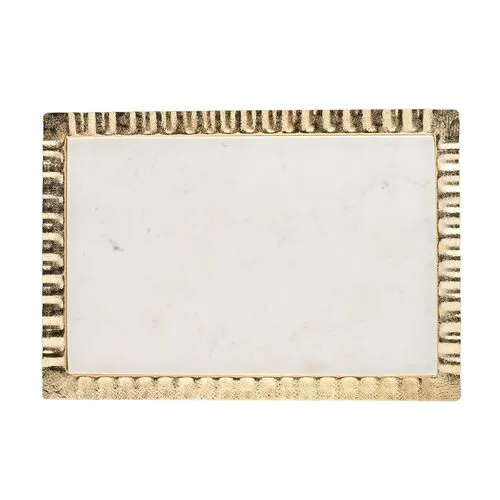 Ripple Marble Serving Tray - Square - Gold