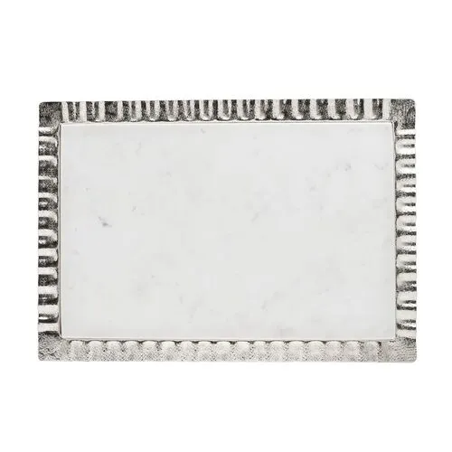 Ripple Marble Serving Tray - Square - Silver