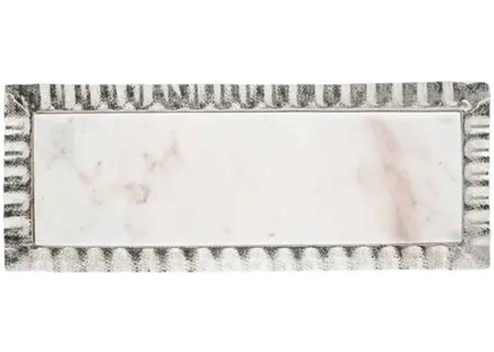 Ripple Marble Serving Tray - Rectangle - Silver