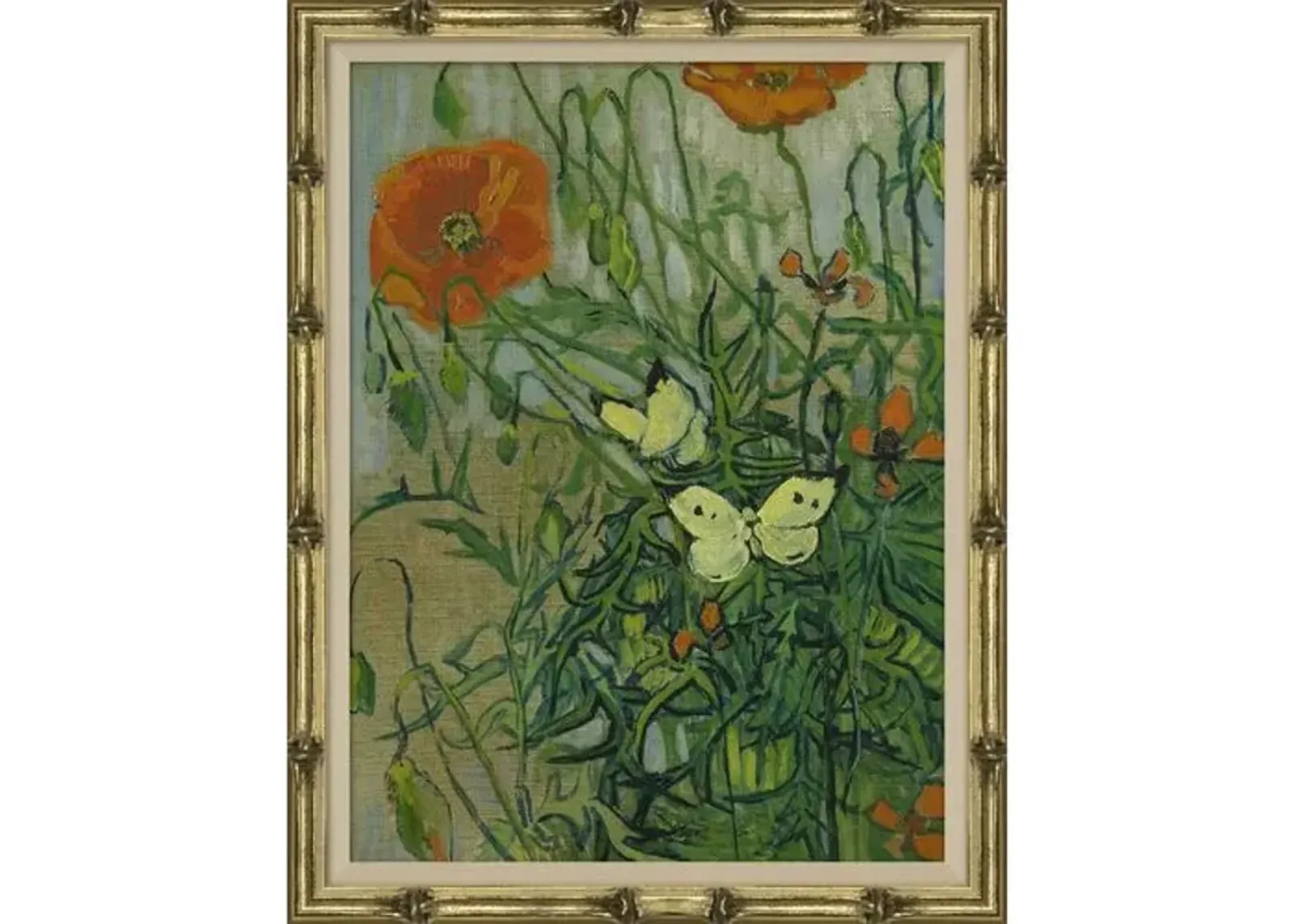 Butterflies and Poppies - Green