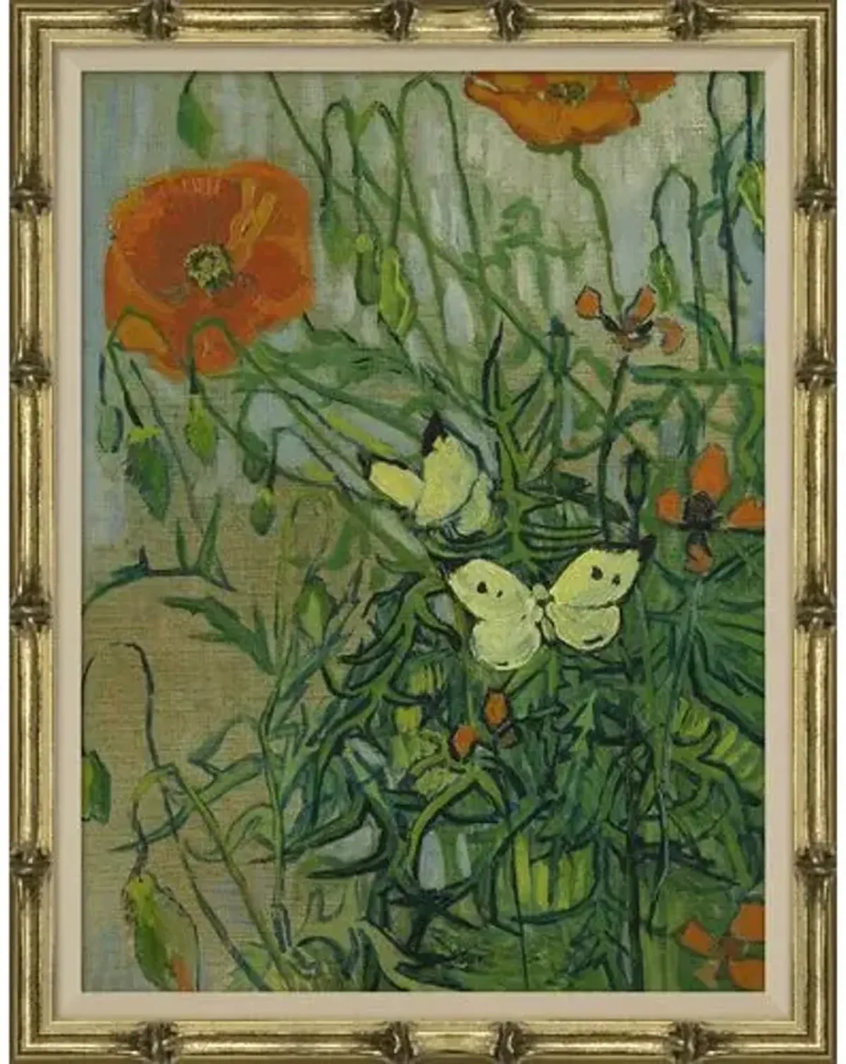 Butterflies and Poppies - Green