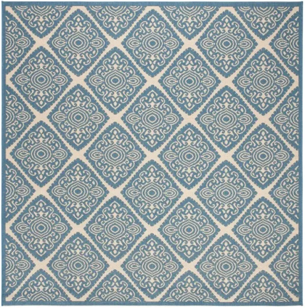Beach House Floral Outdoor Rug, Cream/Blue