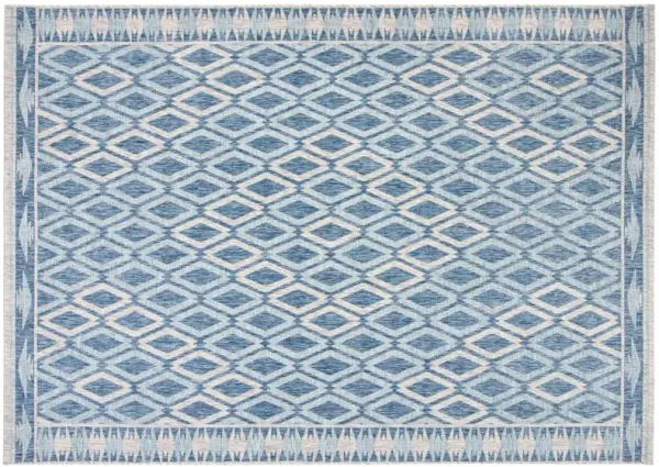 Courtyard Ikat Outdoor Rug, Navy/Gray