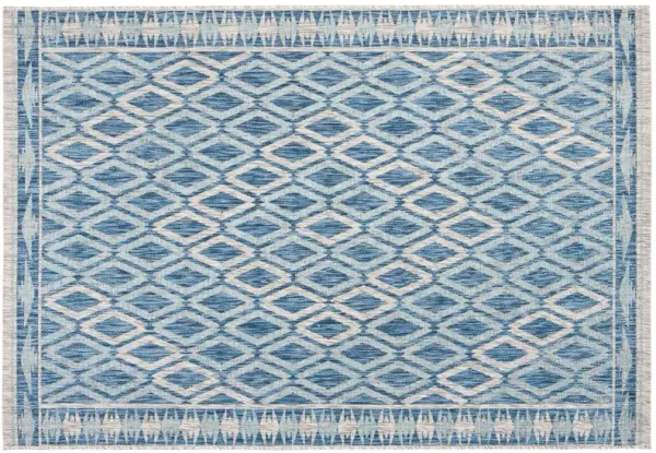 Courtyard Ikat Outdoor Rug, Navy/Gray