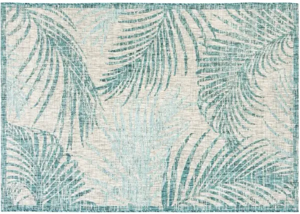 Courtyard Outdoor Rug, Gray/Aqua
