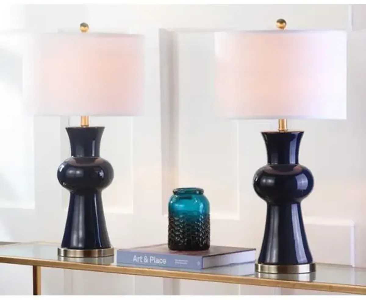 Set of 2 Nina Column Table Lamps - Navy - Blue