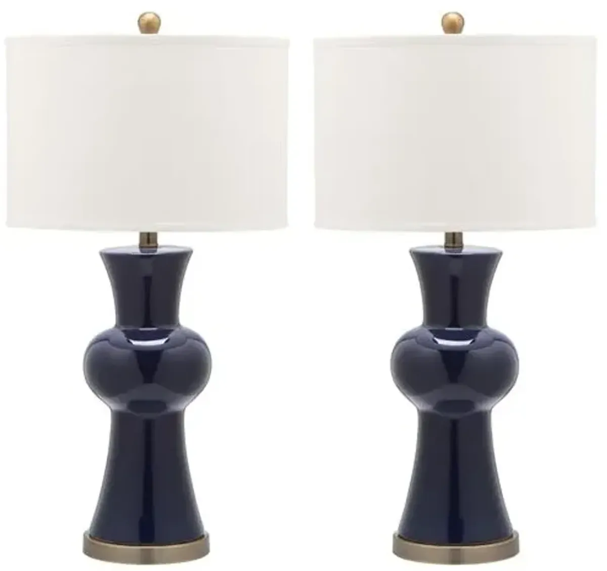 Set of 2 Nina Column Table Lamps - Navy - Blue