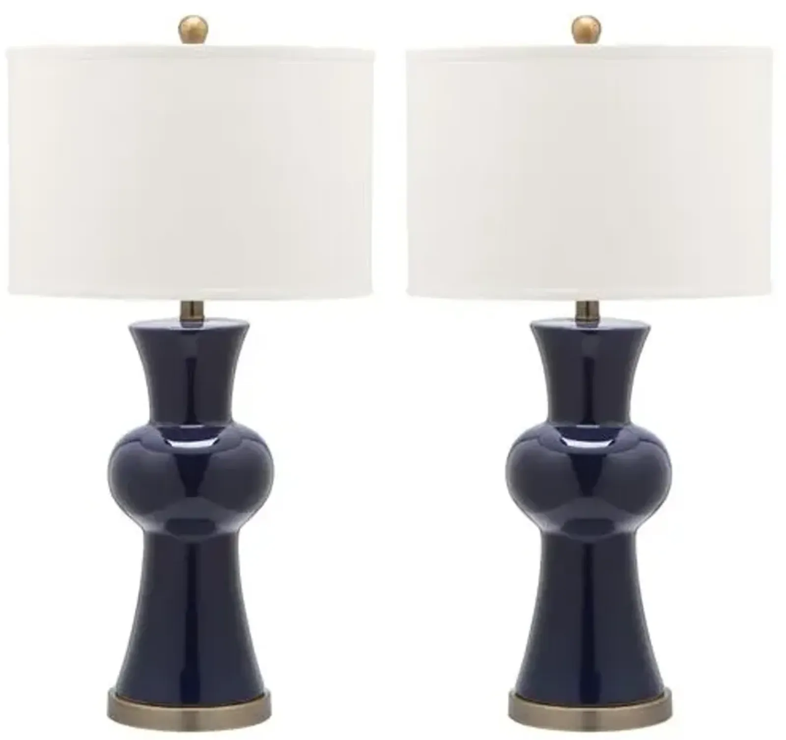 Set of 2 Nina Column Table Lamps - Navy - Blue