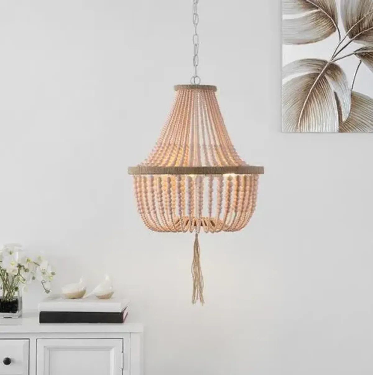 Lisa Beaded Pendant Lamp - Blush - Pink