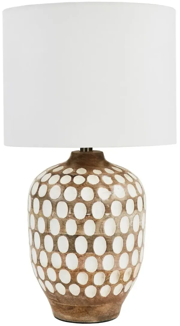 Owen Carved Table Lamp - Natural - Brown