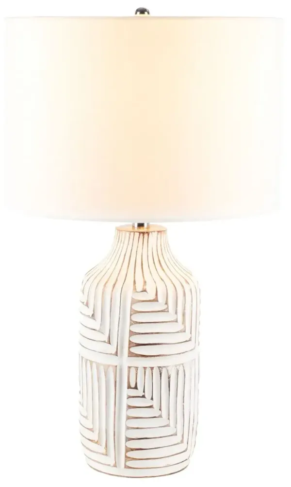 Dakota Carved Table Lamp - Ivory