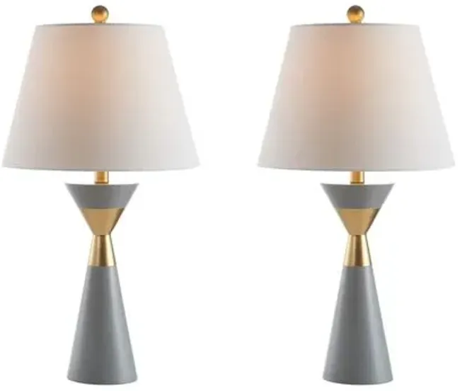 Set of 2 Liam Table Lamps - Gray/Gold