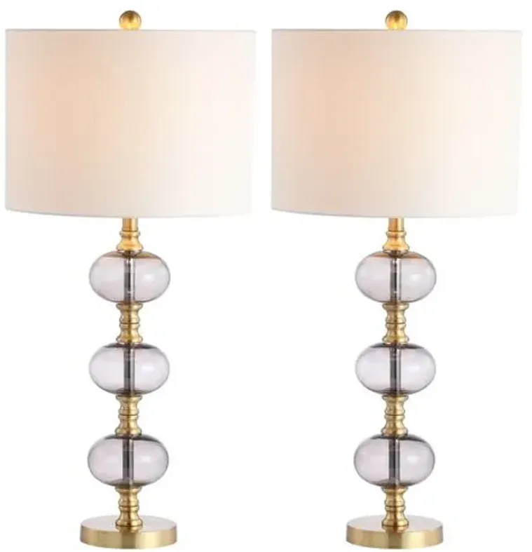 Set of 2 Morgan Table Lamps - Smoky Gray/Gold