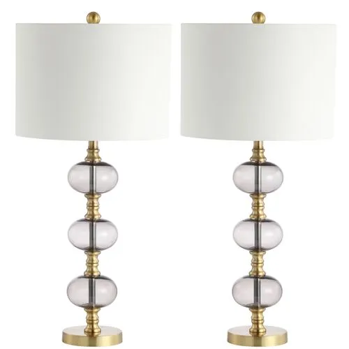 Set of 2 Morgan Table Lamps - Smoky Gray/Gold