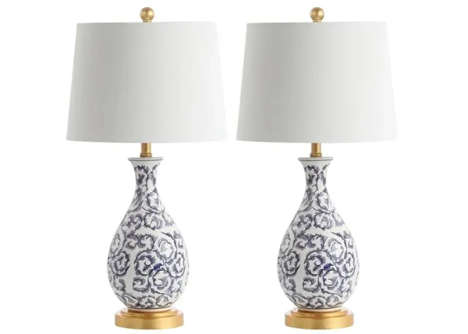 Set of 2 Ava Chinoiserie Table Lamps - Blue/White