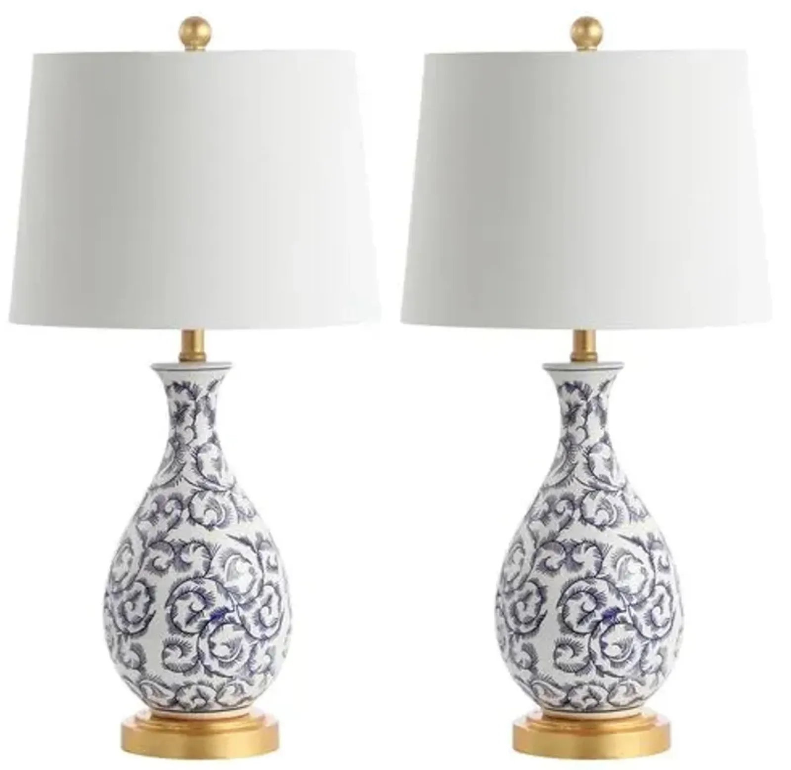 Set of 2 Ava Chinoiserie Table Lamps - Blue/White