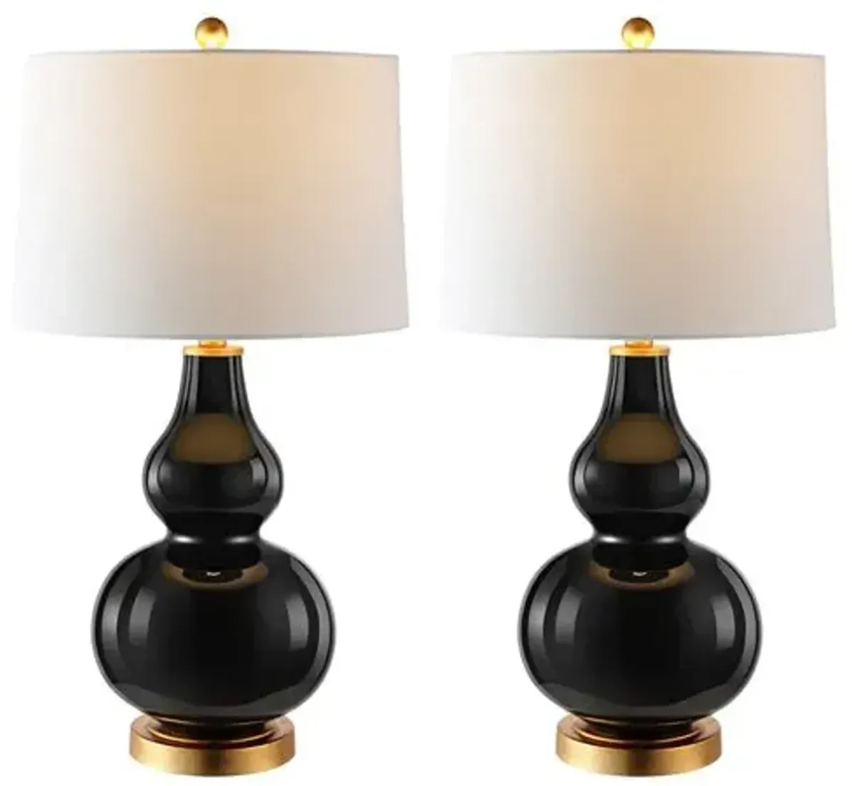 Set of 2 Addison Table Lamps - Black/Gold Leaf