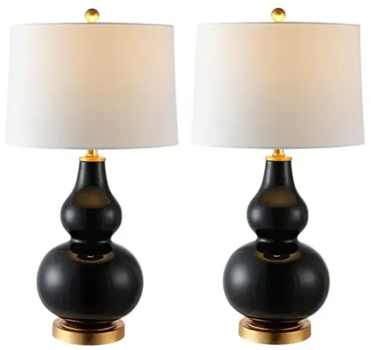 Set of 2 Addison Table Lamps - Black/Gold Leaf