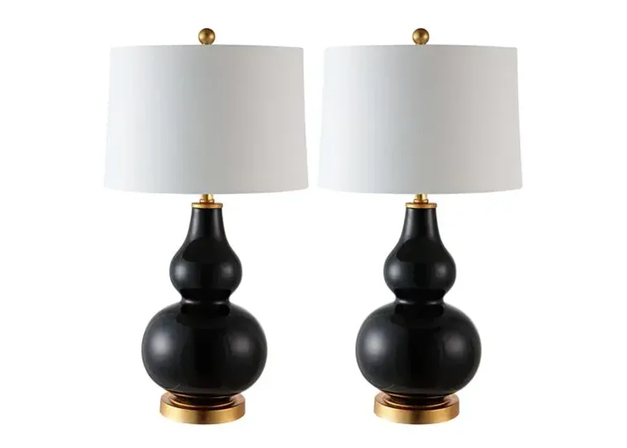 Set of 2 Addison Table Lamps - Black/Gold Leaf