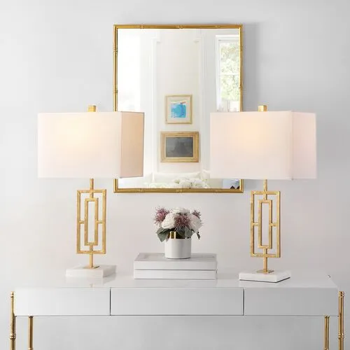 Set of 2 Yuri Marble Table Lamps - Gold Leaf