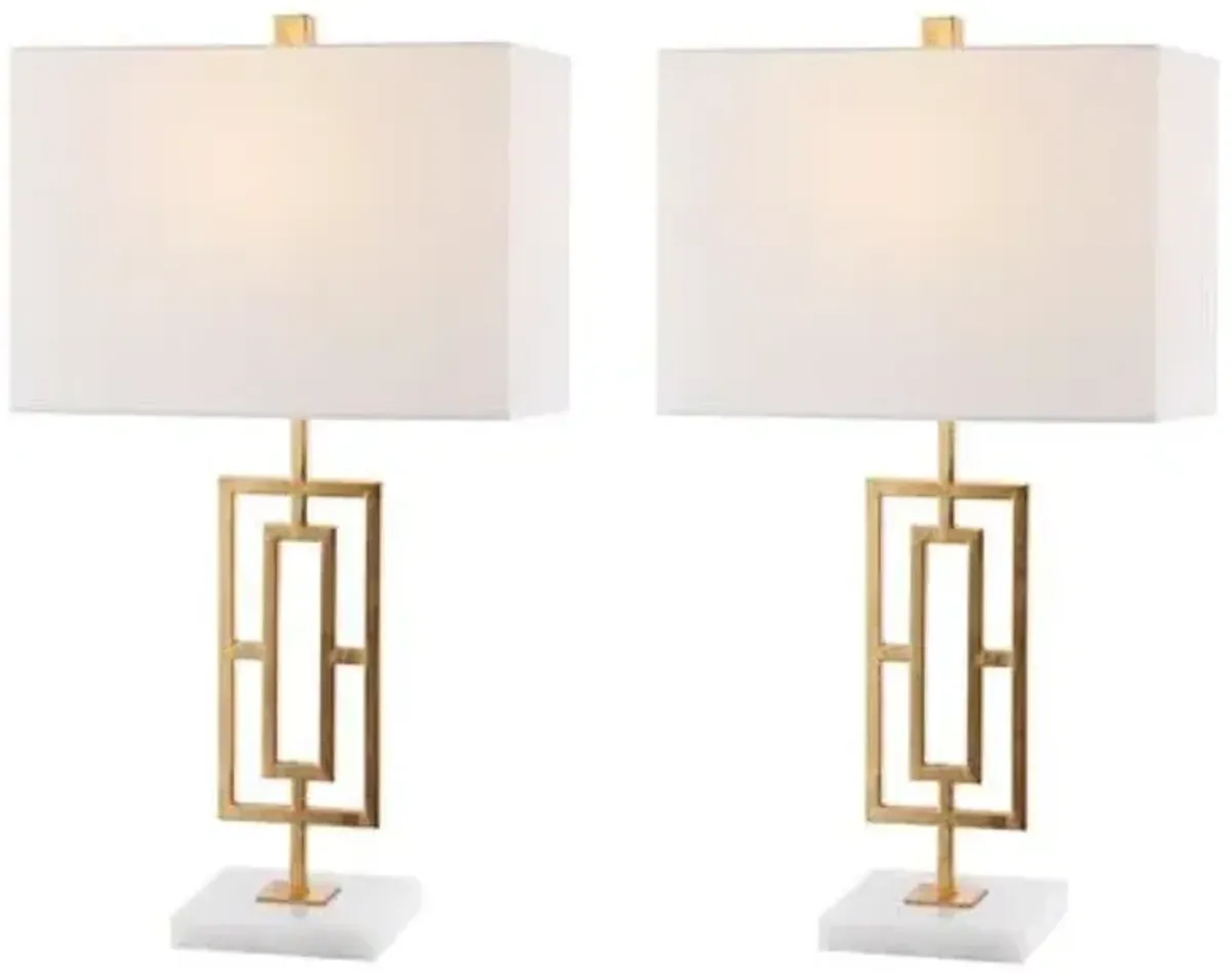 Set of 2 Yuri Marble Table Lamps - Gold Leaf