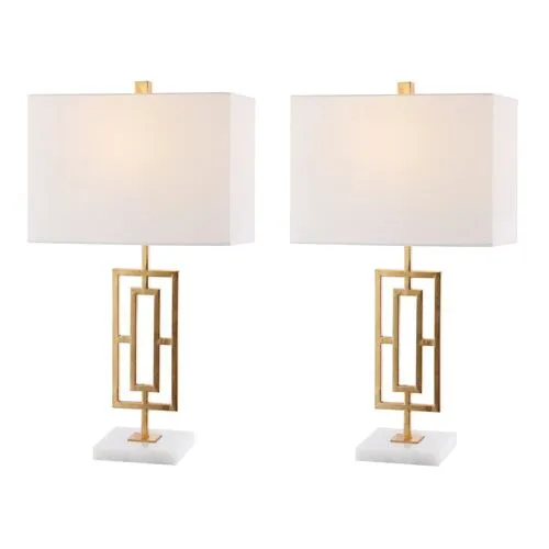 Set of 2 Yuri Marble Table Lamps - Gold Leaf