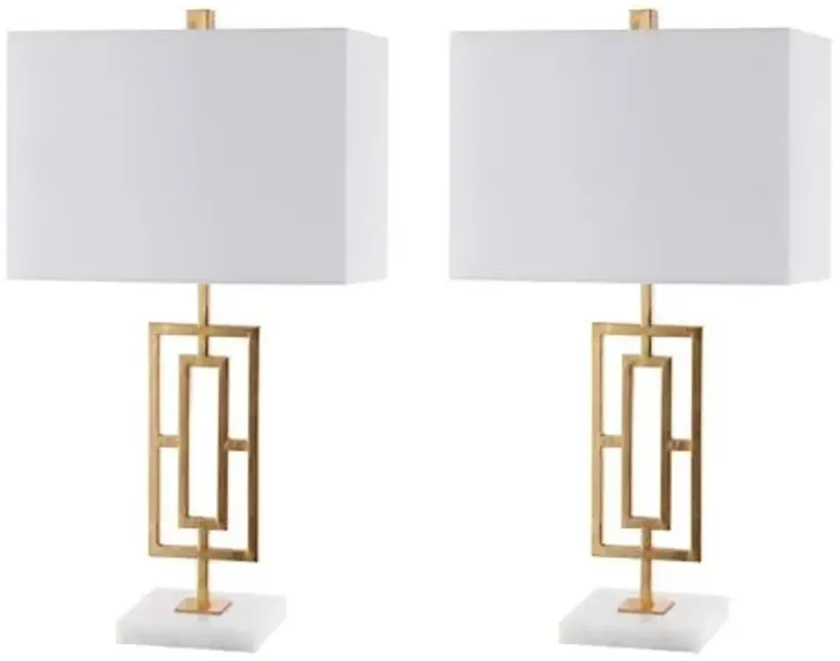 Set of 2 Yuri Marble Table Lamps - Gold Leaf