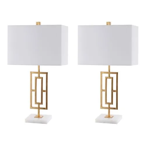 Set of 2 Yuri Marble Table Lamps - Gold Leaf