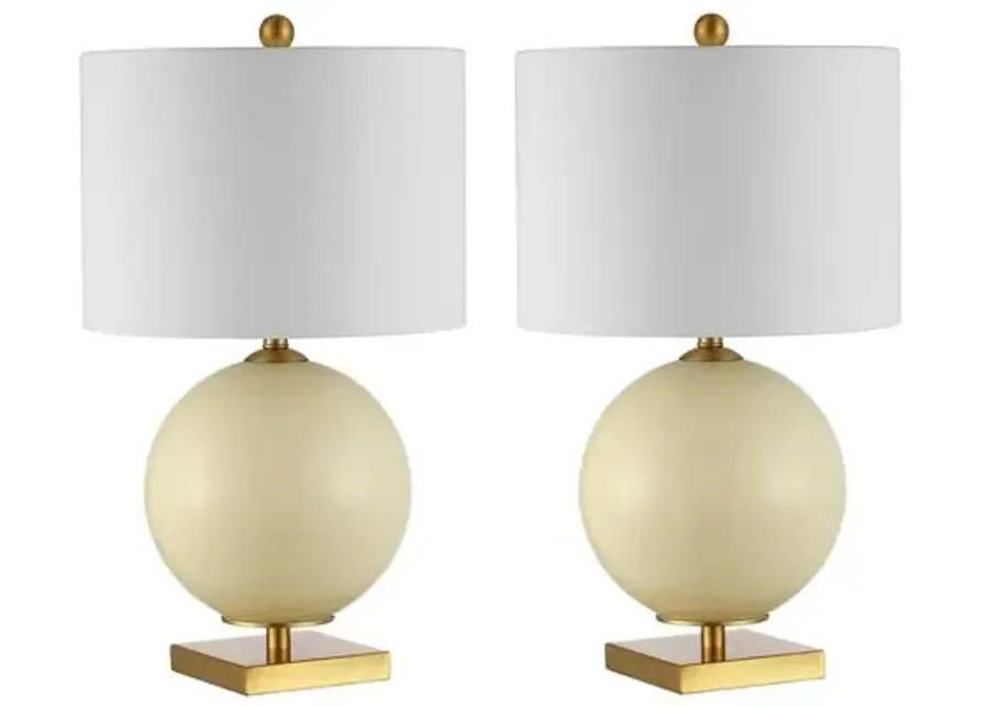 Set of 2 Alexis Table Lamps - Cream - Ivory