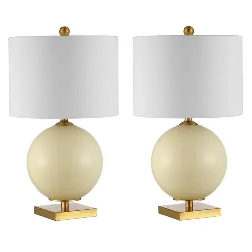 Set of 2 Alexis Table Lamps - Cream - Ivory