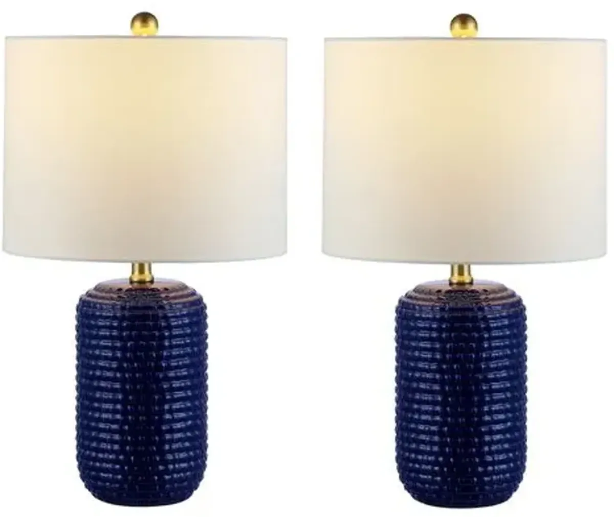 Set of 2 Jade Table Lamps - Navy Blue