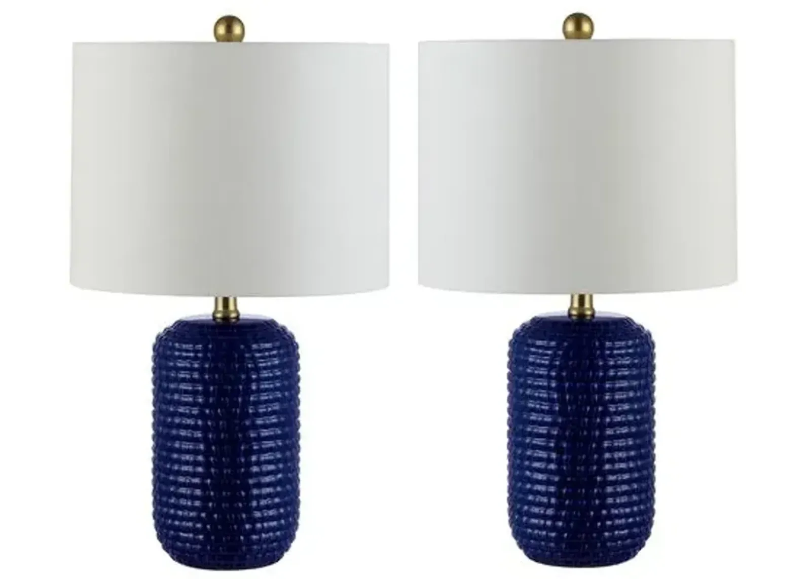 Set of 2 Jade Table Lamps - Navy Blue