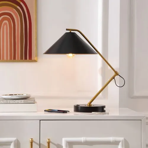 Morris Table Lamp with USB Port - Black/Brass