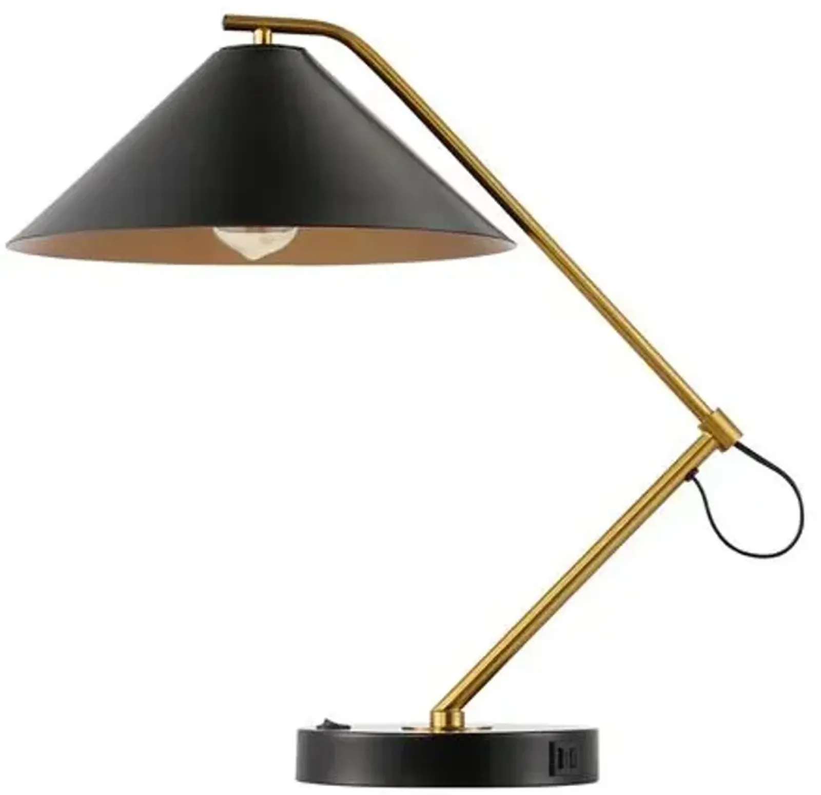 Morris Table Lamp with USB Port - Black/Brass