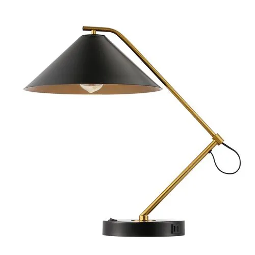 Morris Table Lamp with USB Port - Black/Brass