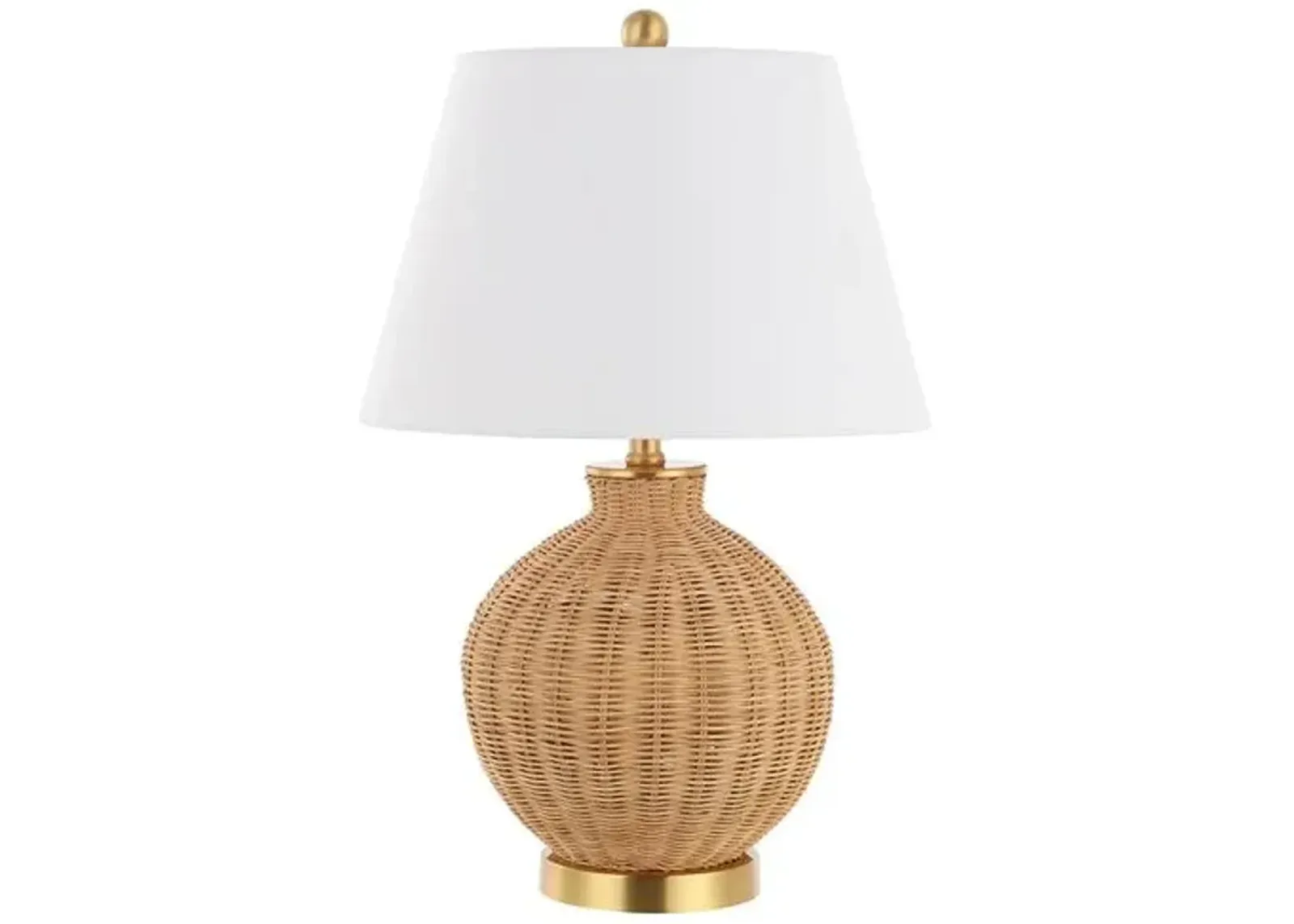 Nobu Rattan Table Lamp - Natural/Brass - Brown