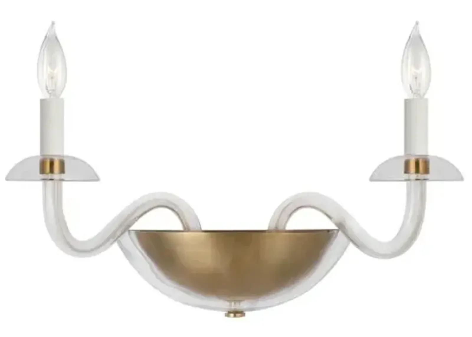 Visual Comfort - Brigitte Small Double Wall Sconce - Hand-Rubbed Antique Brass - Gold