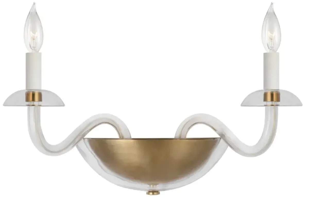 Visual Comfort - Brigitte Small Double Wall Sconce - Hand-Rubbed Antique Brass - Gold