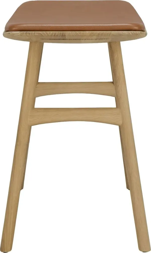 Osso Padded Stool, Oak/Cognac Leather