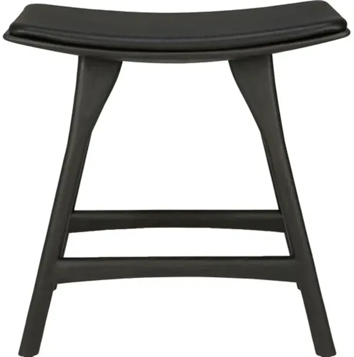 Osso Padded Stool - Black Oak/Black Leather - Ethnicraft