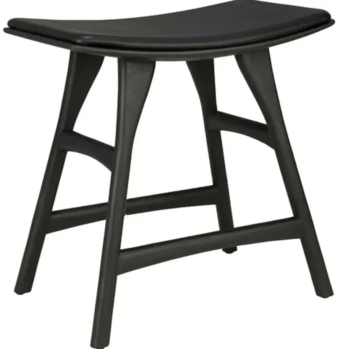 Osso Padded Stool - Black Oak/Black Leather - Ethnicraft