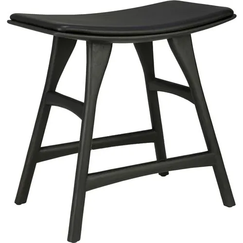 Osso Padded Stool - Black Oak/Black Leather - Ethnicraft