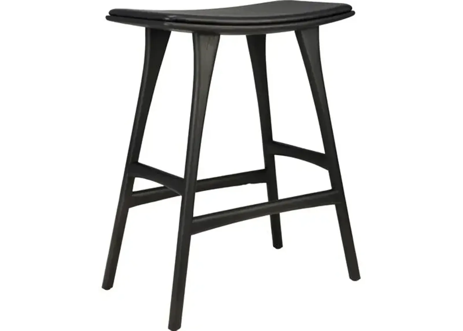 Osso Padded Counter Stool - Black Oak/Black Leather - Ethnicraft